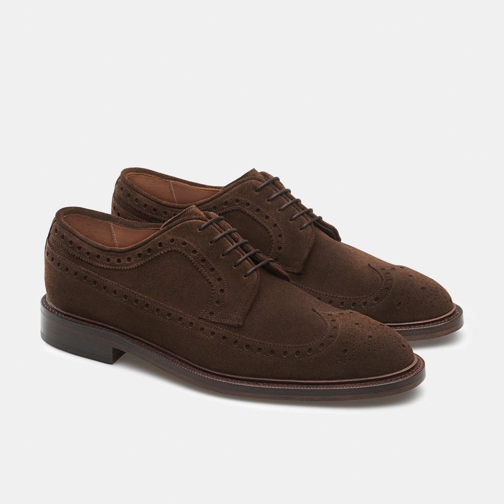 brown suede dress shoes WINGTIP OXFORDS Light Brown Derby in Italian